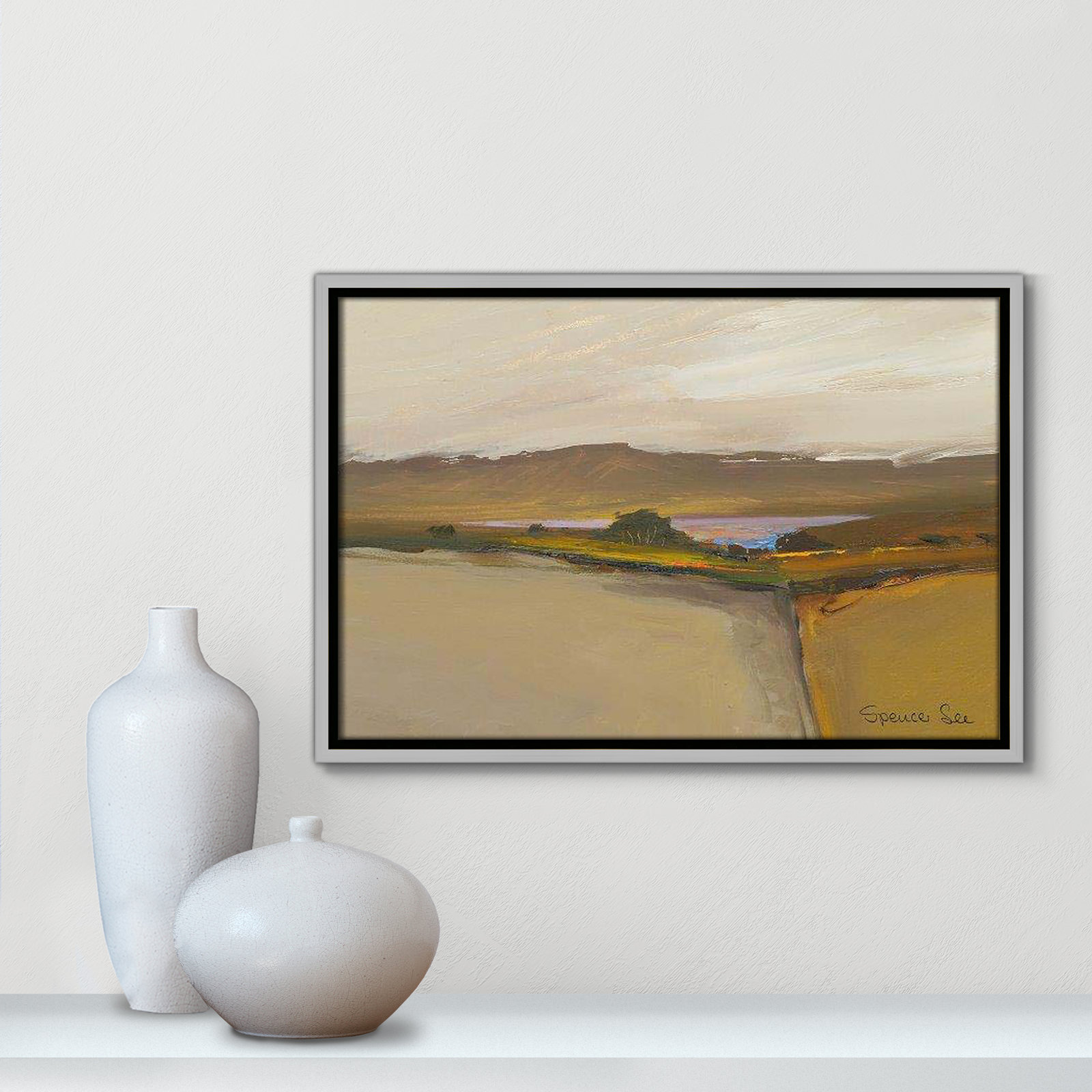 Heaven And Earth IV by Spencer Lee, 13.5'' H x 19.5'' W x 2'' D, Silver Framed