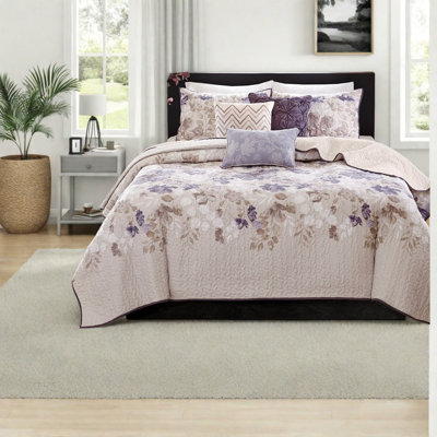Reversible King Bedding Sets, Microfiber Floral Contemporary Home Comfort