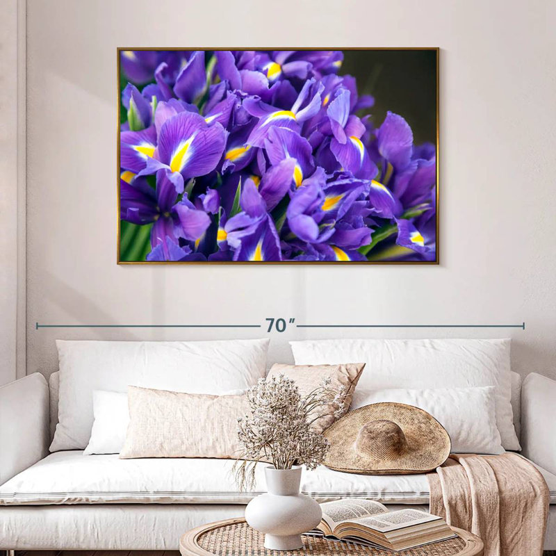 Violet iris, 46 po x 31 po, Cadre flottant doré