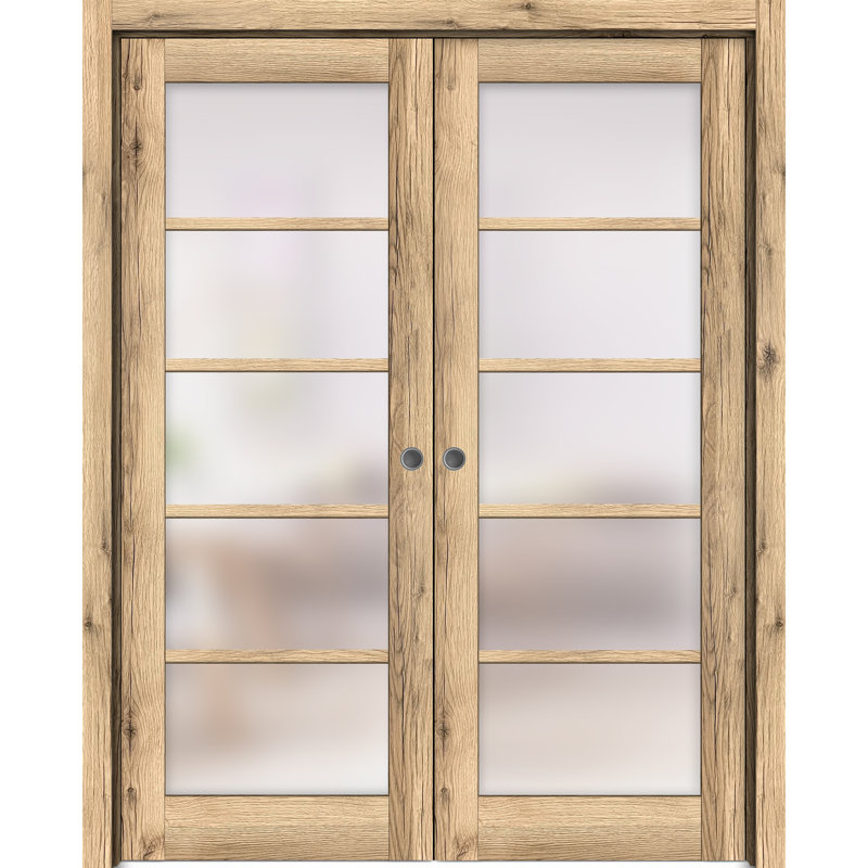 Portes à panneaux coulissantes à panneaux Quadro, 56 po x 96 po, Chêne