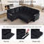 Canapé-lit à 5 places en L, canapé-lit modulaire avec siège de rangement escamotable et fonction de chargement USB