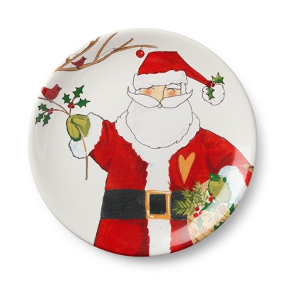 Santa Delight Set of 4 Dessert Plates — Four assorted 9-inch ceramic plates in playful Santa and holiday patterns, bringing whimsical festive joy to every supporting course.