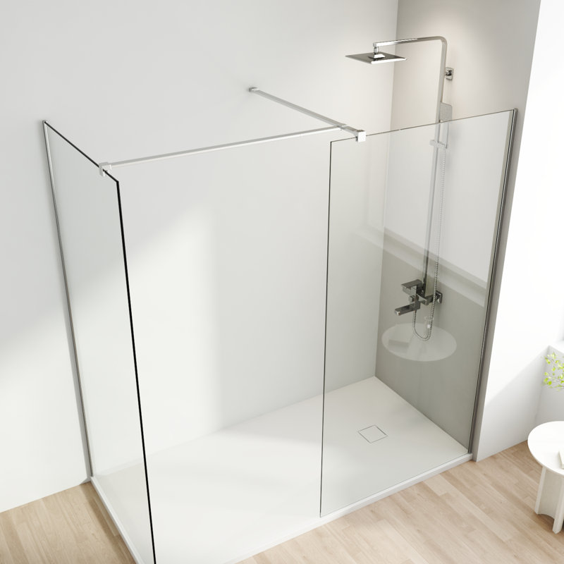 Romelda 1900mm H Walk In Frameless Walk In Glass Screens with Clear Glass, 100cm W