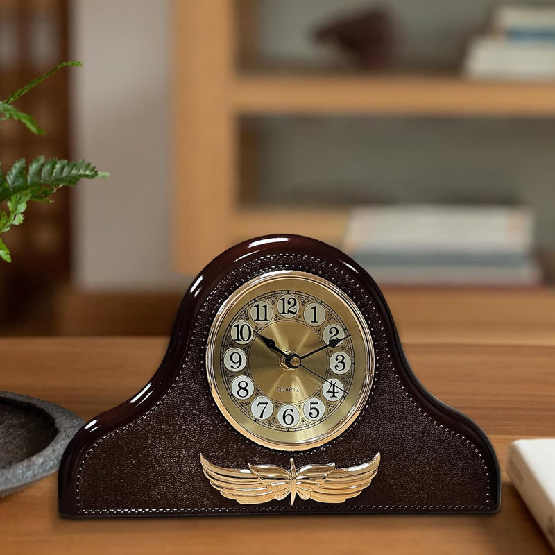 Analogue Electric Tabletop Clock Dark Brown Wood