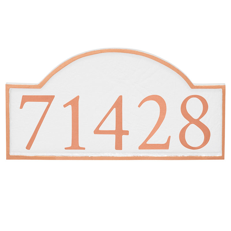 Plaque d'adresse murale 1 ligne Soft Serif, Cuivre, Blanc