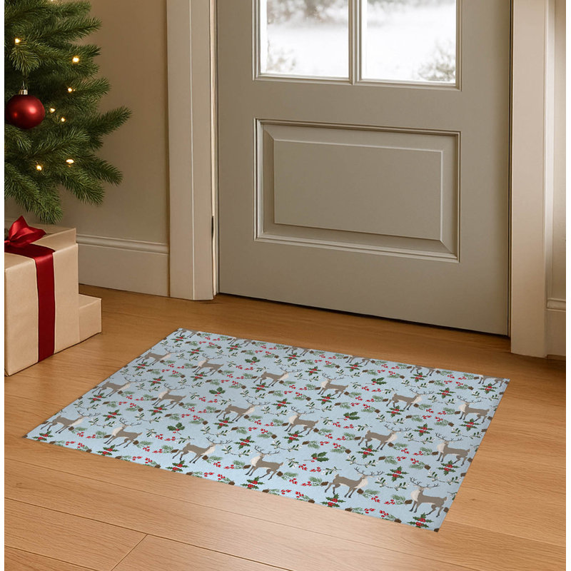 Paillasson Botanical Deer, Bleu, L 48 po x L 72 po