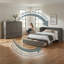 Grand lit escamotable avec charge USB et panneaux géométriques - Lit armoire en pin gris-385540150