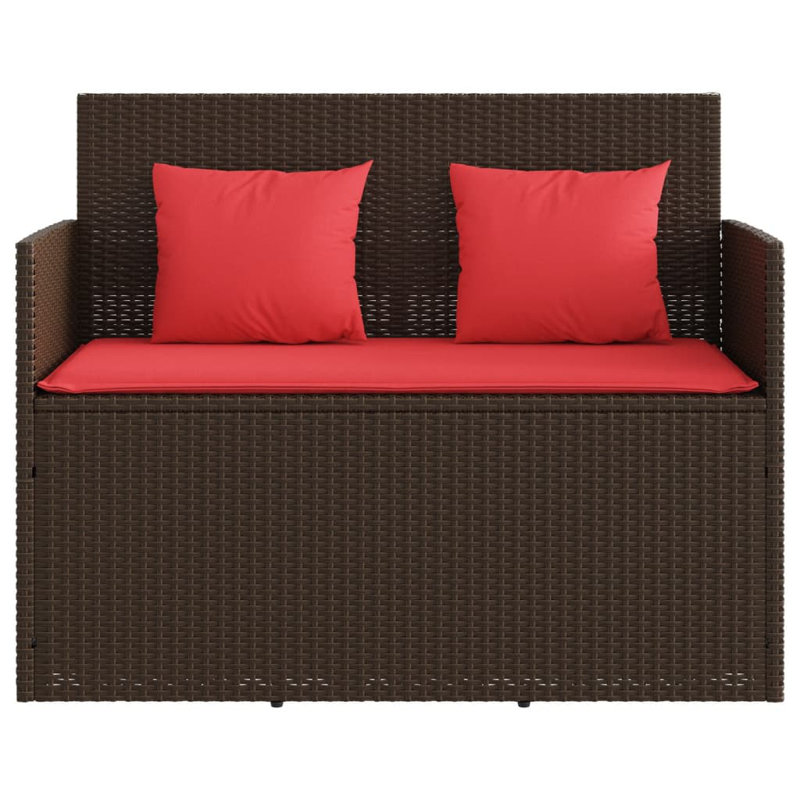 Banc de patio avec coussins Vidaxl, Rouge / brun