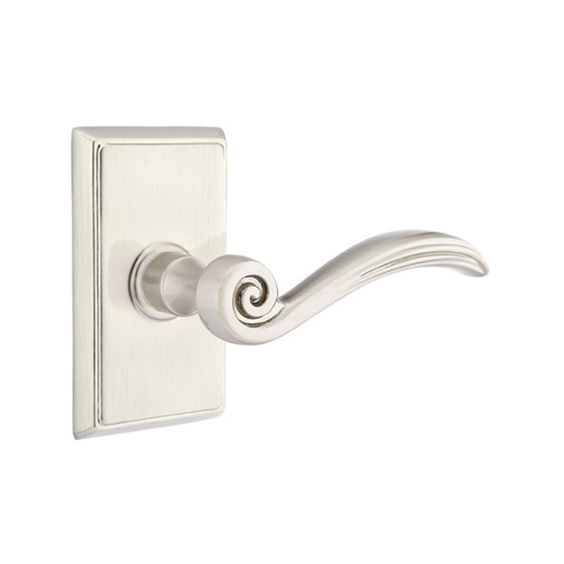 Poignée de porte Elan Passage (Hall & Closet) avec rosette, Gauche, Nickel satiné