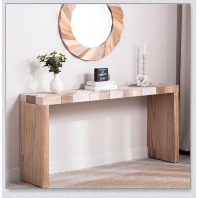 Modern Console Table, 62" Long Entryway Table With Chevron Patterned Top, Manufactured Wood Sofa Table For Hallway, Living Room