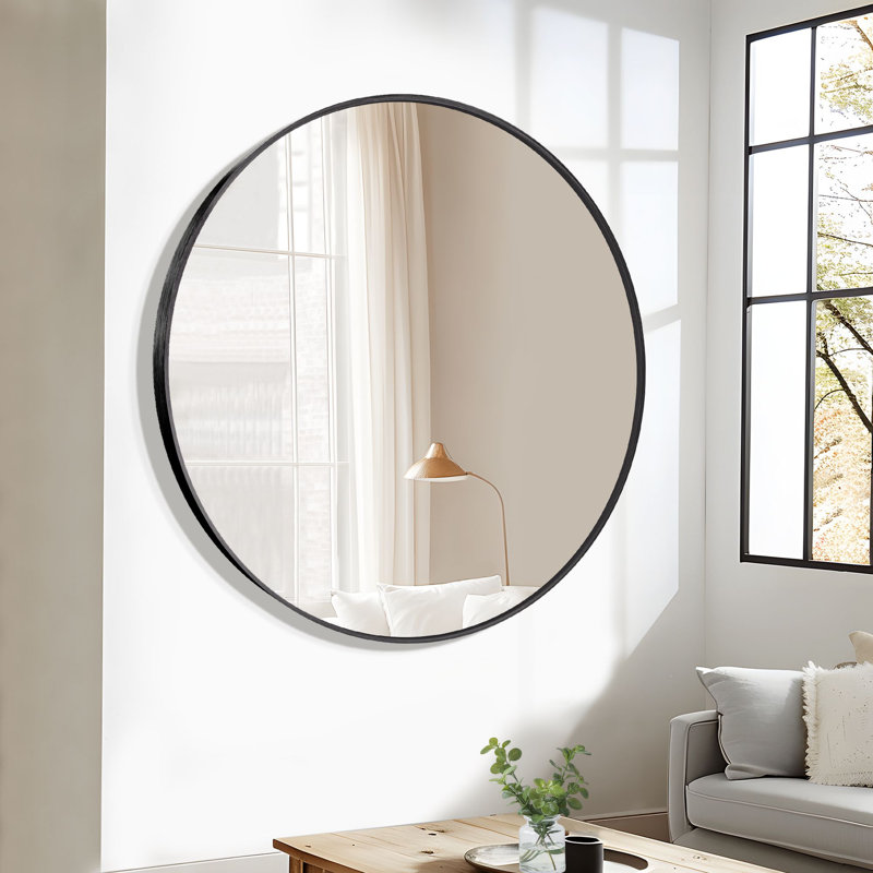 Miroirs muraux ronds en métal, Noir, 35 po x 35 po