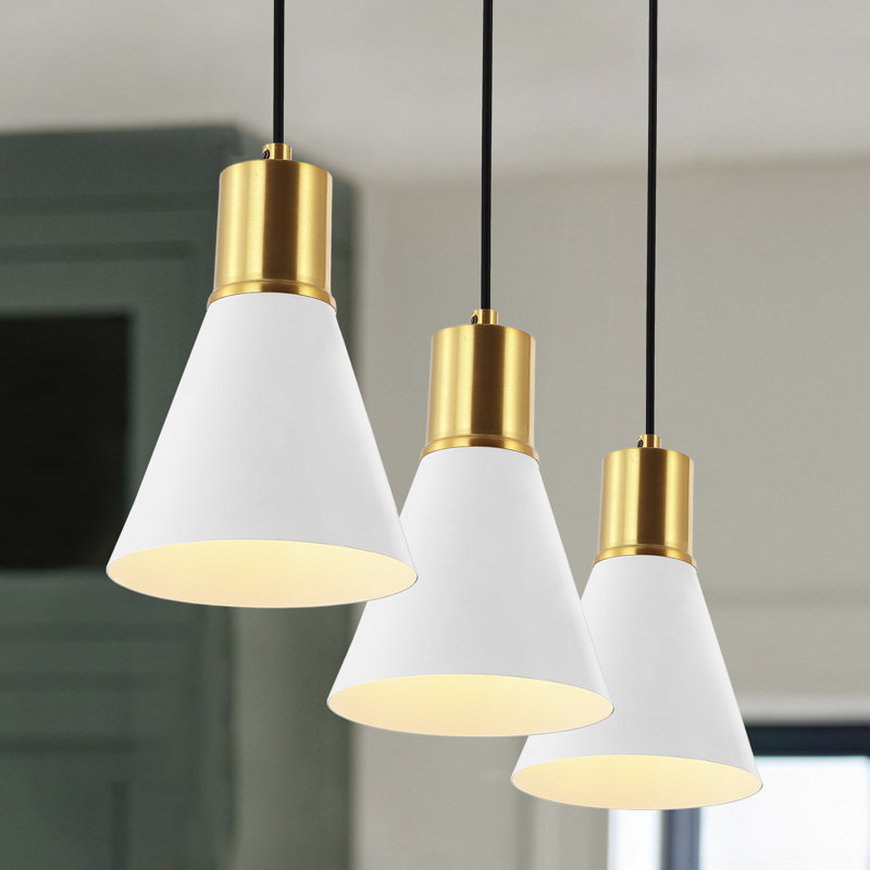 Zurcher 3 - Light Kitchen Island Pendant, White/Brass Gold