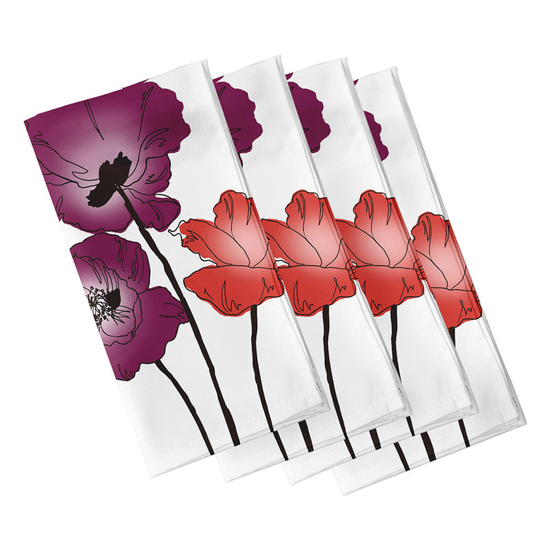 Polyester Floral Square Napkin, Purple