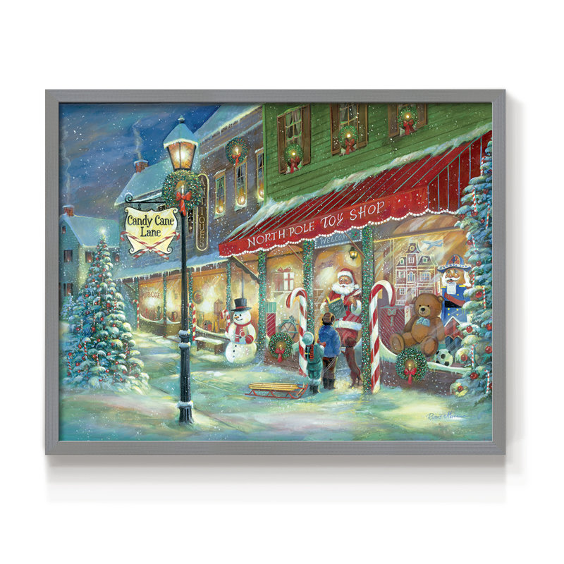 Candy Cane Lane -Framed Print - Restickable, 22" H x 28" W, Gray
