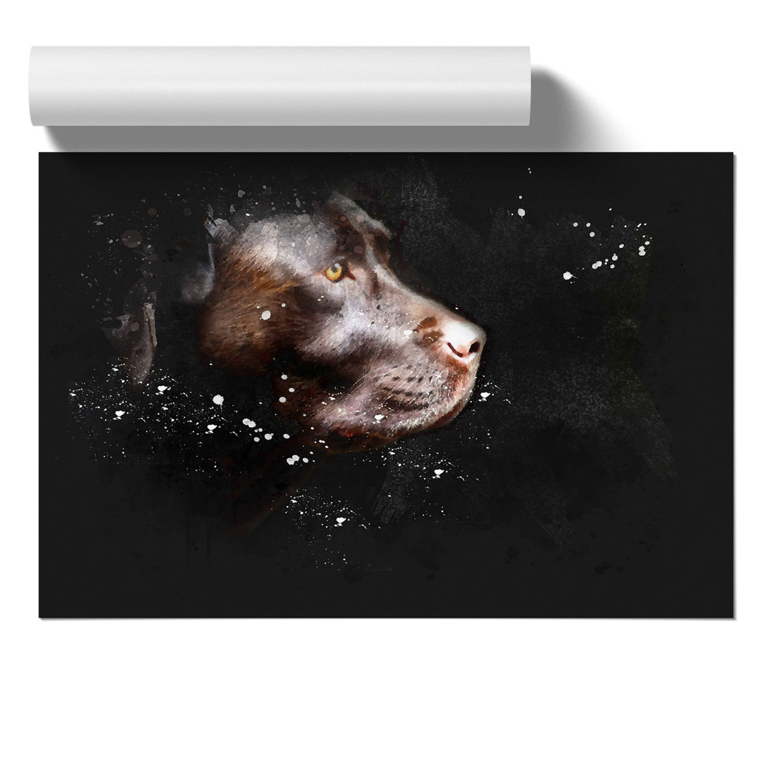 Chocolate Labrador Dog Paint Splash - Unframed Graphic Art