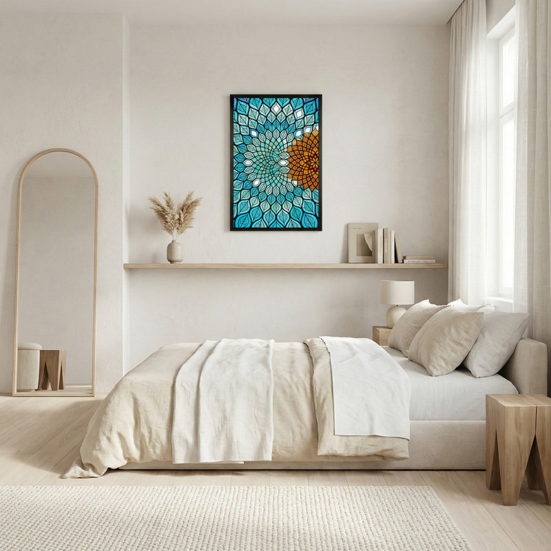 Art mural sur toile bleu sarcelle et or, H 24 po x l 16 po
