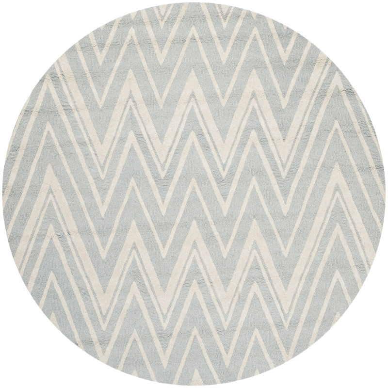 Sanyla Hand Tufted Wool Chevron Rug, Round 4'