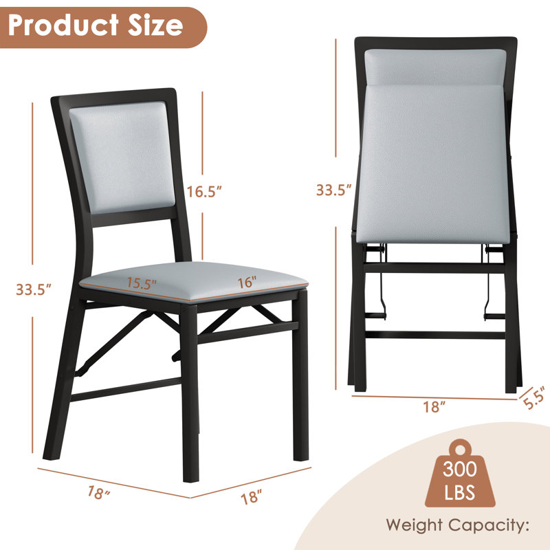 Upholstered Folding Dining Room Chairs Set Of 4, Faux Leather Parsons Dining Chairs, Kitchen Armless Side Chairs With Padded Seats