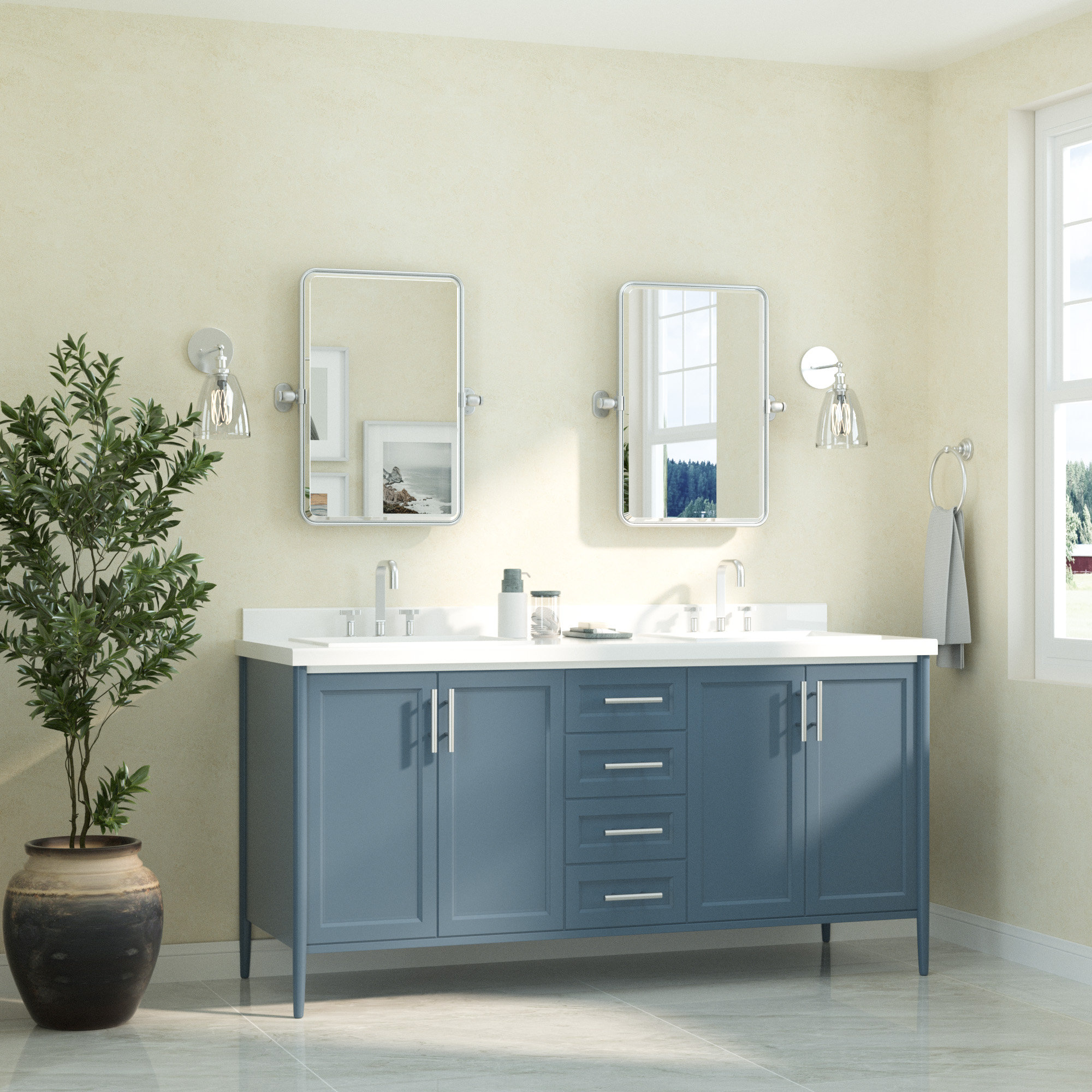 Ebern Designs Bathroom Tilt Mirror with Aluminum Alloy Frame, Pivot ...