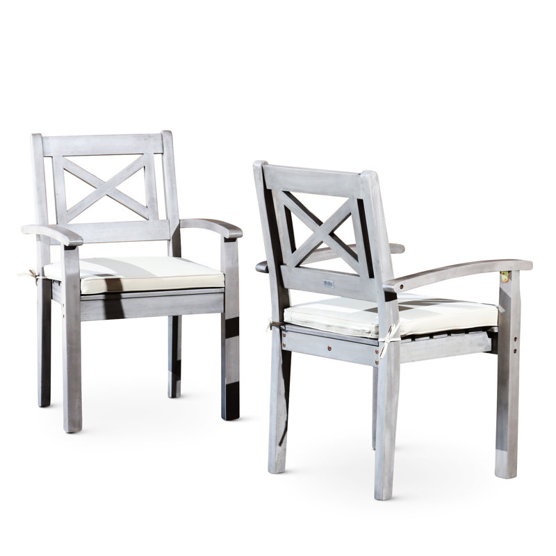 Outdoor Solid Wood Dining Chairs   Of 2  - Silver Gray For A Gorgeous 2 With - And Features