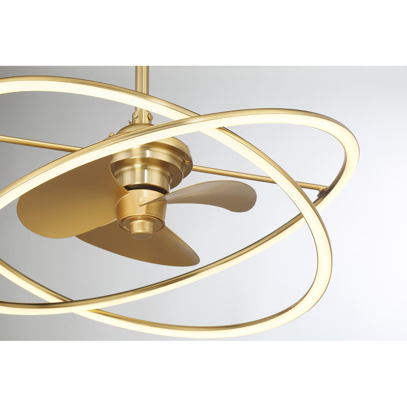 Ozetta 25" LED Fandelier with Remote Control, Brass