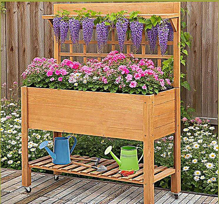 Jardinière surélevée en bois massif