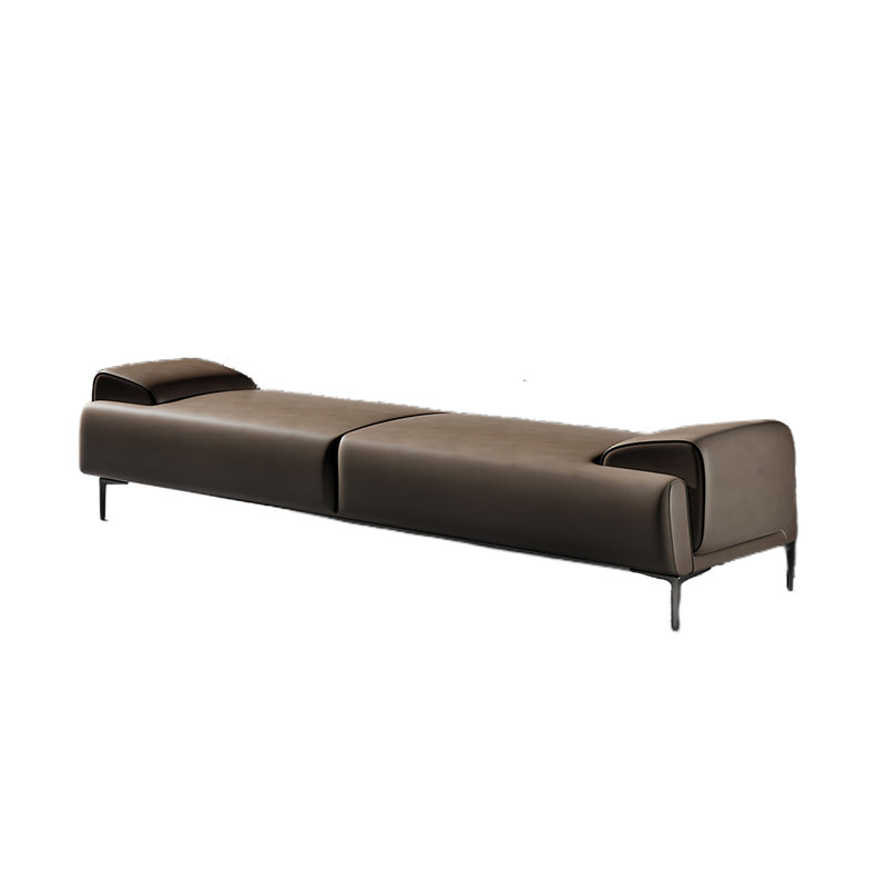 Banc rembourré en cuir Thayn, H 17,71 po x l 70,86 po x P 17,71 po, Café