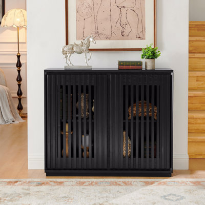 Mid Century Modern Fluted Hollowed Out Sideboard Cabinet with 2 Outlet Holes by Millwood Pines