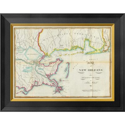 Map of New Orleans and Adjacent Country, 1815 by John Melish Framed Graphic Art on Canvas -  Global Gallery, GCF-295156-16-131