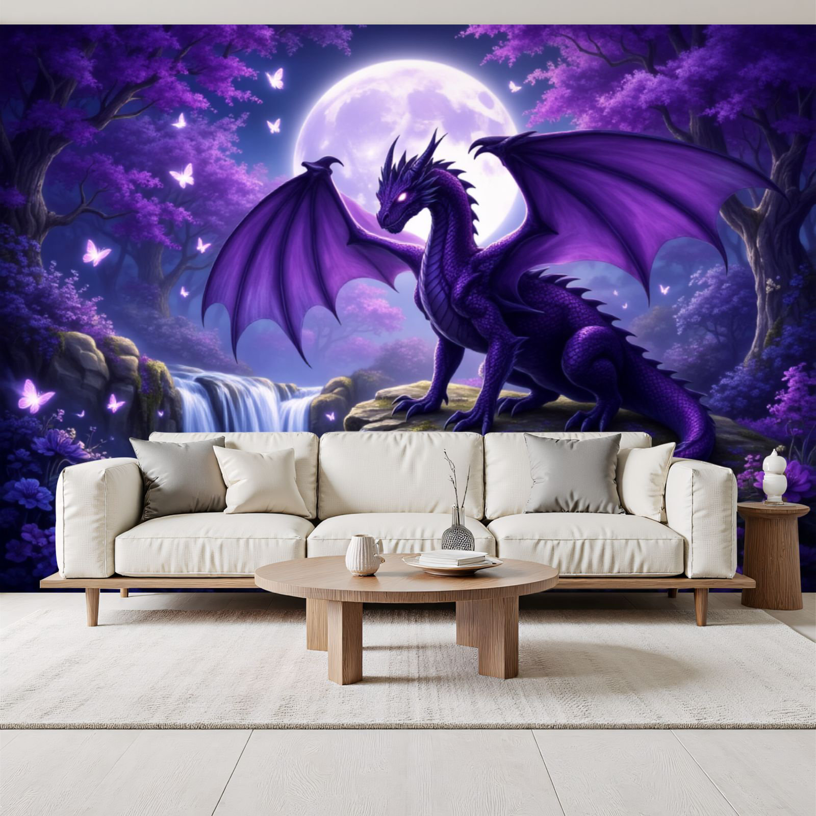Red Barrel Studio Peel and Stick Wallpaper Majestic Purple Dragon ...