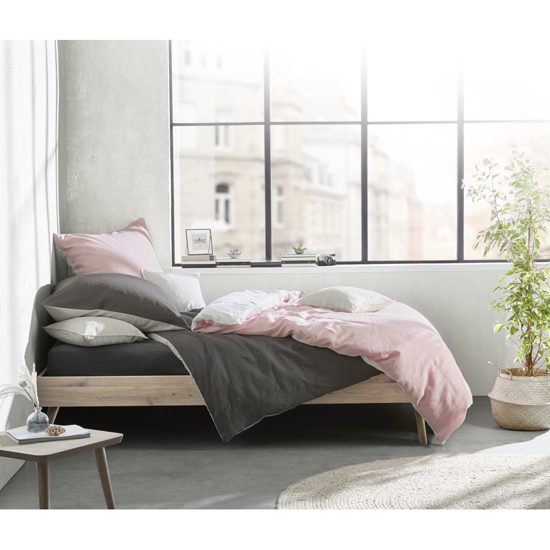 Halbleinen Provence W 37 TC Reversible Duvet Cover Set, 240 x 220cm - 2 Pillowcases (80 x 80 cm), Pink