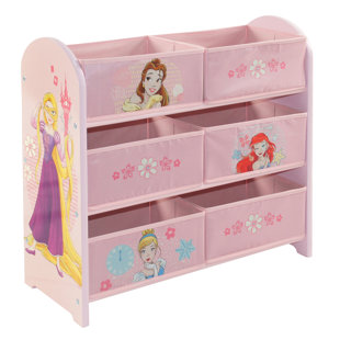 Disney Princess Toy Storage Unit: 6-Box Organizer for Bedroom - Made from Engineered Wood/Fabric/Metal - Easy Assembly and Clean Up
