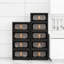 24" Side Wide Folding Storage Cabinet ,5 Tiers,23.62"×13.78"×59.84",Collapsible Storage Bins With Magnetic Door, Plastic Storage Cabinet With Wheels