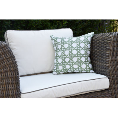 Palm Beach Rattan Print Outdoor Geometric Square Pillow Cover and Insert
