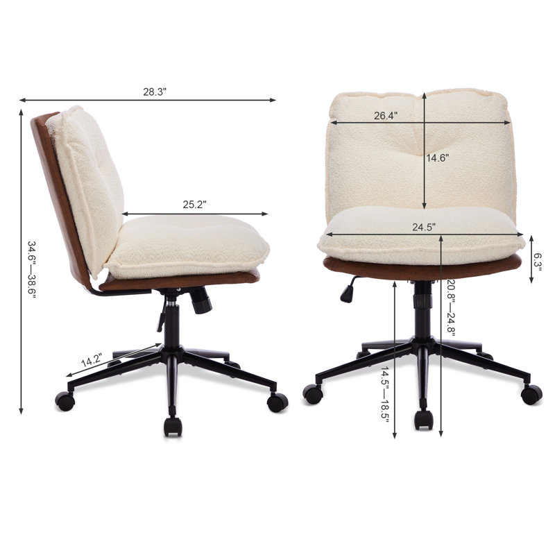 Chaise de bureau Kalianna blanche et brune, Brun