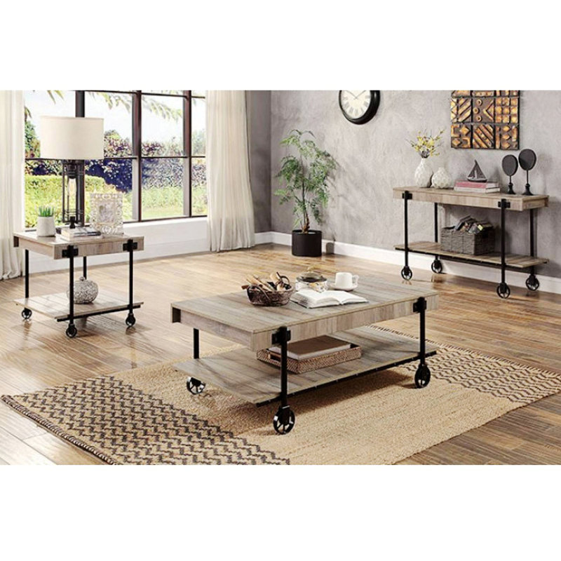 Industrial Style Sofa Table, Console Table With Open Bottom Shelf