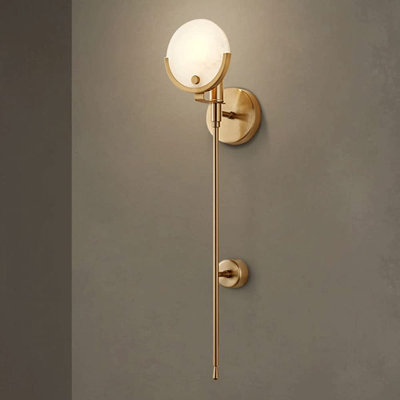 Shannon - Modern Art Deco Wall Light-e14 Bulb-Modern Gold Iron & Glass Spherical Pendant Light – E14 Bulb Base, Round Design