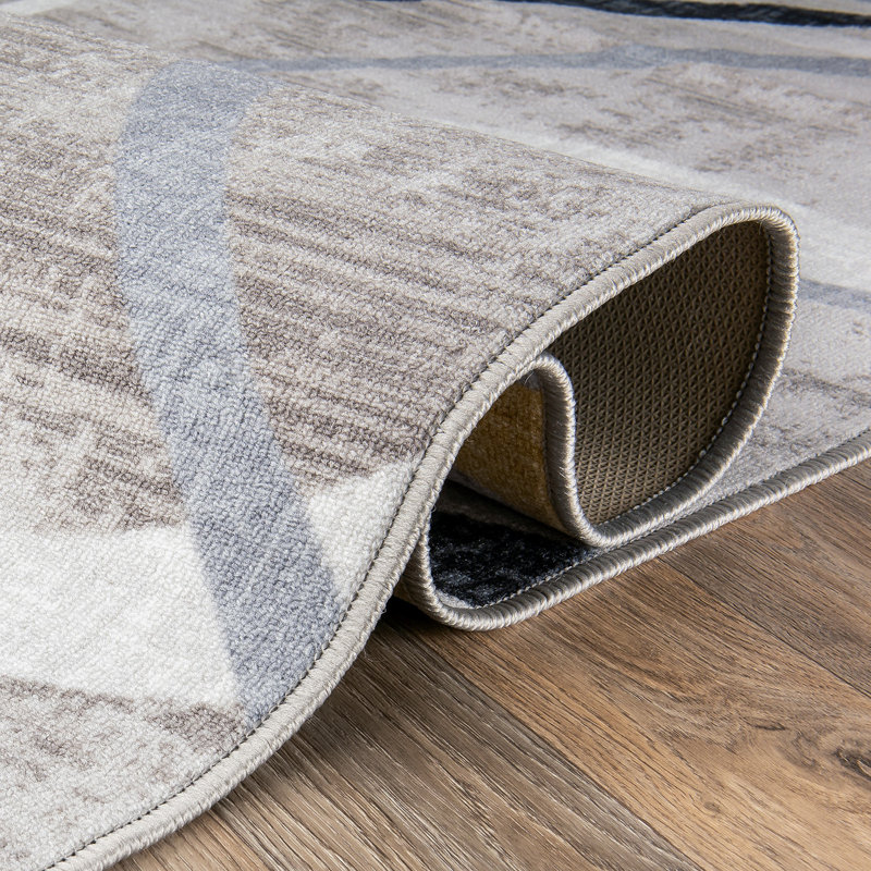 Contemporary Distressed Abstract Lines Non Slip Area Rug, Rectangle 5' x 7'