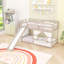 Lit mezzanine simple bas avec tablettes, escaliers, glissade et lumières DEL-1101880233