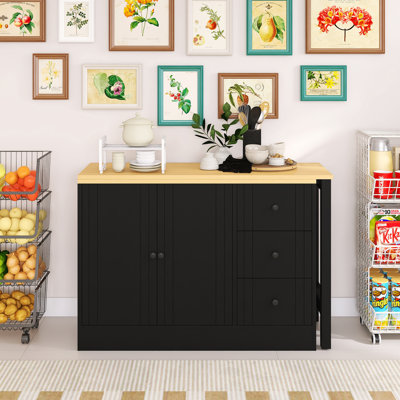 89.70 Inch Wood Sideboard with Extendable Table and Drawers