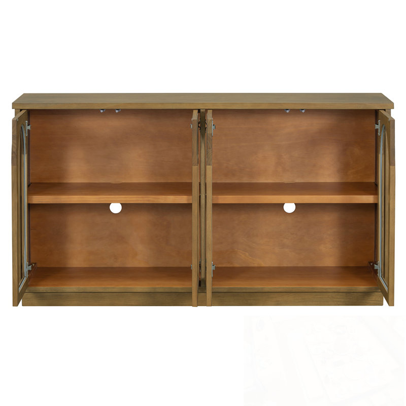 Bois Horsforth en bois avec portes en verre de forme arquée et tablettes réglables, Brun