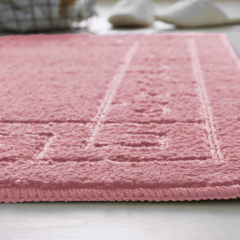 2 Piece Set Rectangle/U-shaped Bath Mat, Dusty Pink