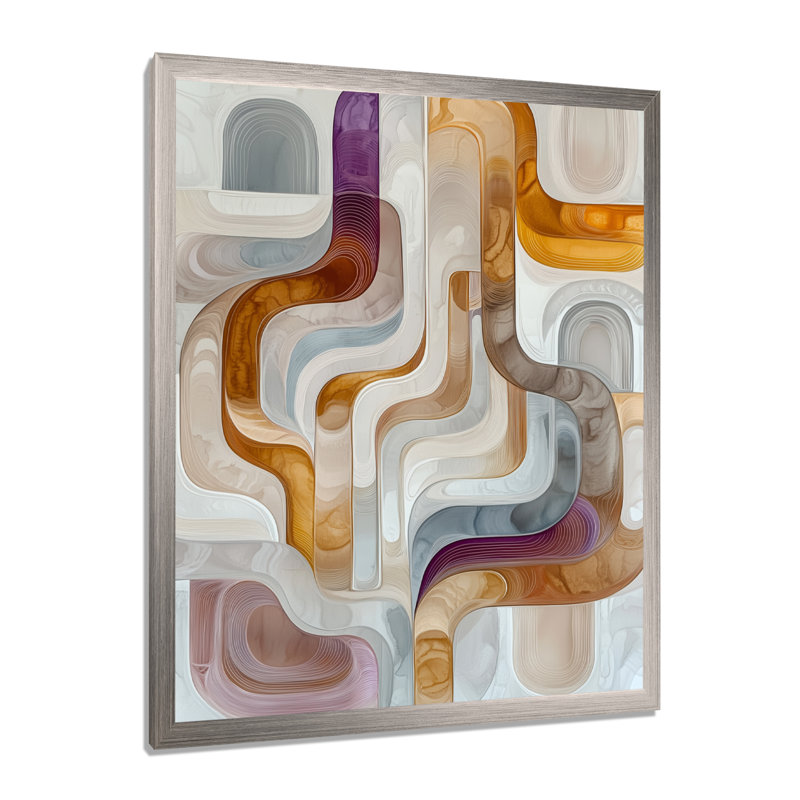 Odice - impressions sur toile abstraites, H 32 po x l 16 po, Argent argent, Reproduction encadrée d'une seule photo