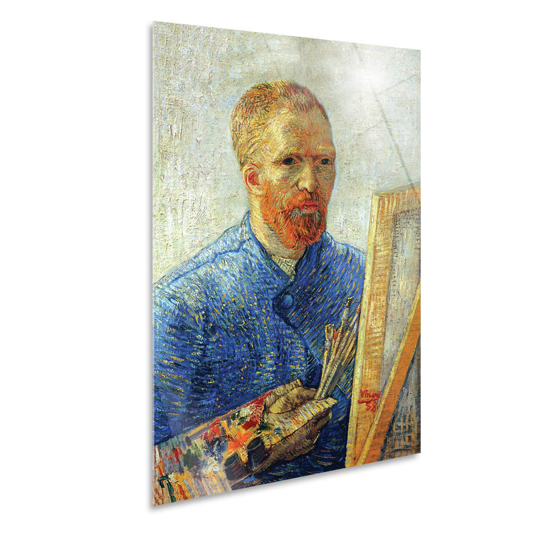 Glasbild Selbstporträt vor der Staffelei von Vincent Van Gogh