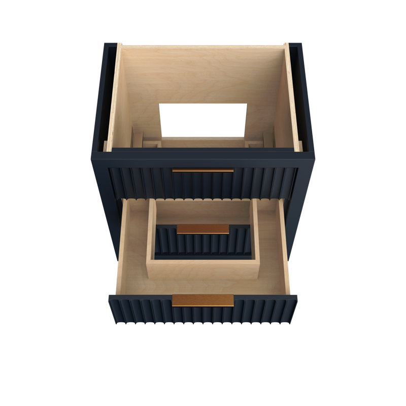 Lecrieú Three-Drawer Single Bath Vanity, 30", Hague Blue, Champagne Bronze