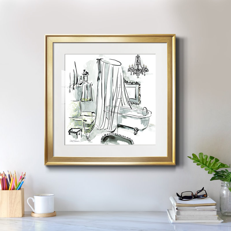 «Opulent Bath I», impression encadrée, Papier encadré doré, H 17,5 po x l 17,5 po x P 1,5 po
