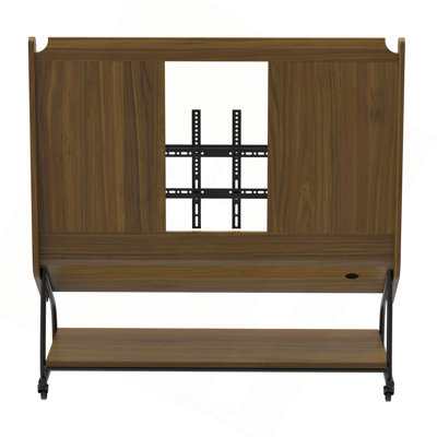 Meuble télé mobile avec support pour téléviseur 32 à 50 po avec écran de projecteur et prises de courant - Chariot télé à roulettes réglable, bois aggloméré