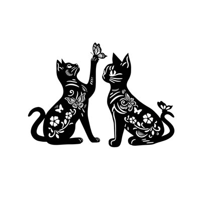 Iron plated plug Metal Cats Silhouettes Garden Stakes Set Of 2 Floral Cats With Butterflys Yard Art Decor