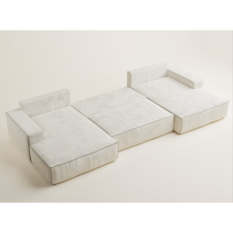 6 Seater Reclining Corner Sofa , Beige/Ecru