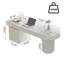 Bureau 70,87 po en demi-cercle en pierre frittée, minimaliste moderne avec tiroirs-347768700
